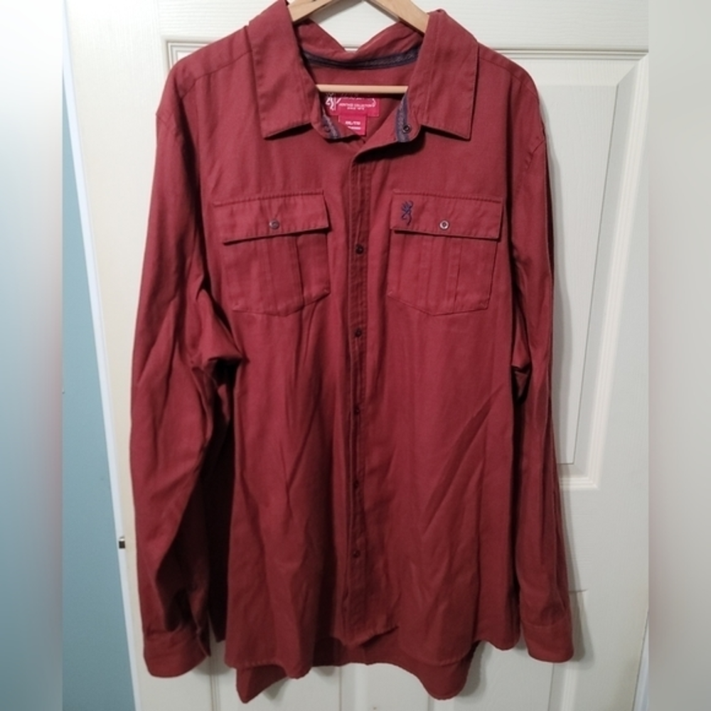 John M Browning Heritage Collection Red Double Pocket LS Snap BD Men's XXL